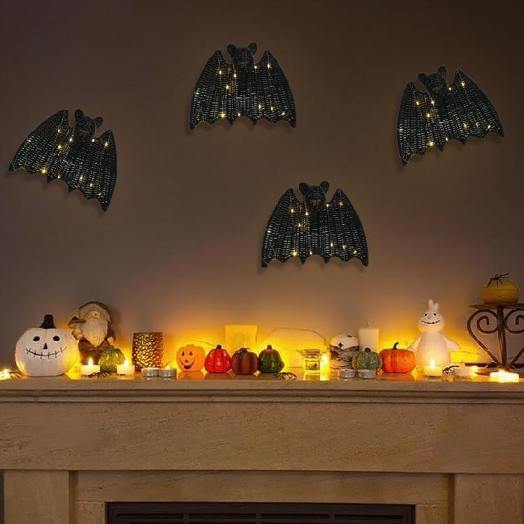 3D Iron Plastic Bat Ornament Halloween Party Essential Handcrafted Design For Porch Window Decoration