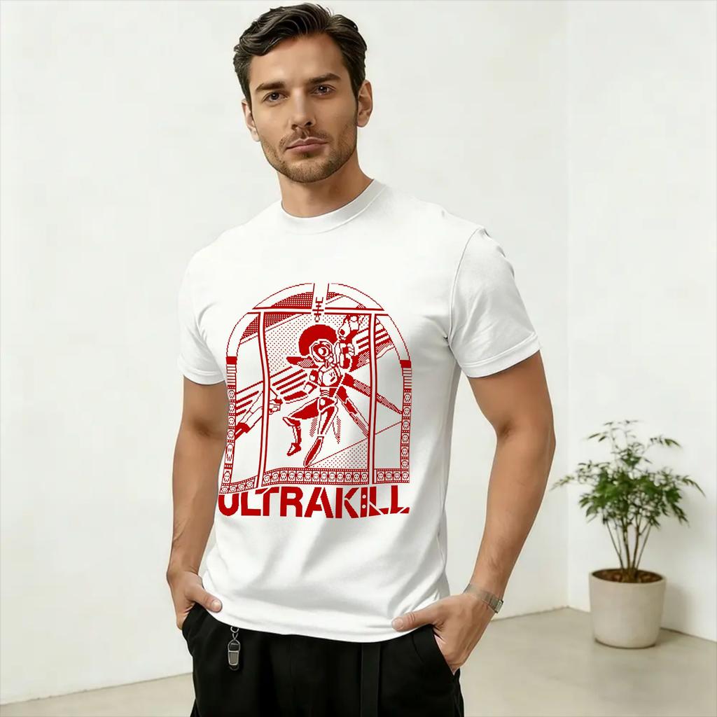 Game Gabriel ULTRAKILL Unisexs T Shirts Funny Tees Short Sleeve Round Neck TShirts Cotton Plus Size Clothing