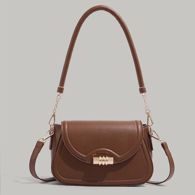 

Niche High-End Single Shoulder Underarm Bag for Women 2025 New Versatile Saddle Bag Commuter Retro Crossbody Small Square Bag коричневий