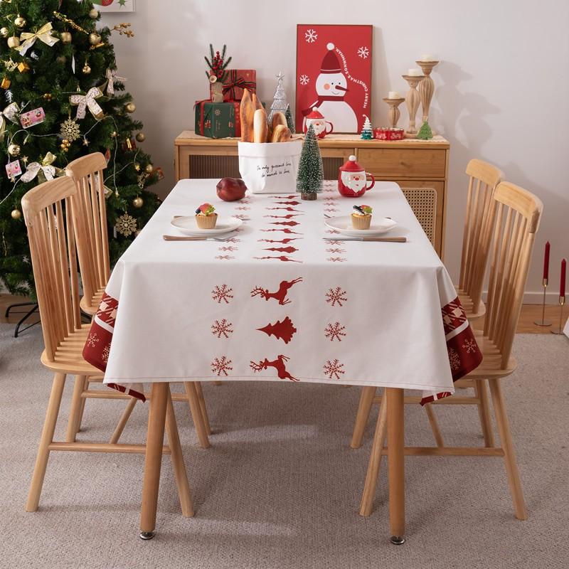 Christmas Deer Tablecloth Waterproof Rectangular Table Cover Dining Coffee Decor