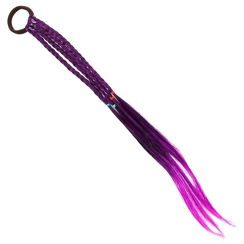 1pc Gradient Colorful Braid Synthetic Hair Ponytail Rope Tie Girl Princess Color Tail Wig Children's Styling Accessories Braider