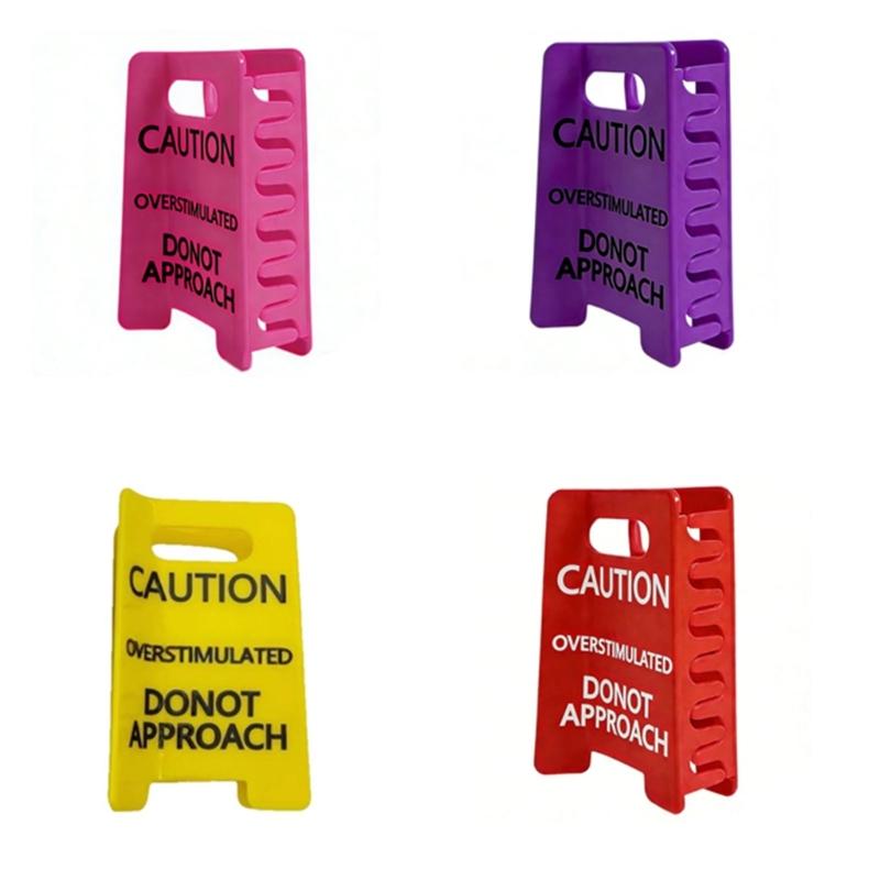 2PC Popular Caution Sign Hair Claw Clip Overstimulated Design Ponytail Holder for Thick Curly Fine Hair with Strong Grip