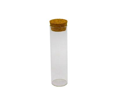 Glass Square Long Cylindrical Pot M with Cork, Cork Stopper Glass Bottles (6 Pieces)
