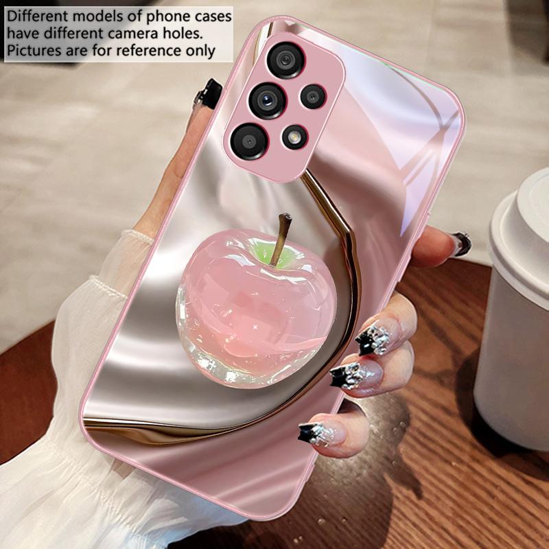 Transparent colored apple For Samsung Galaxy S10 4G S20 11E 30 S21 22 S24 Fe Pro S23 S25 Ultra 5G S9 Tempered Glass Phone Case