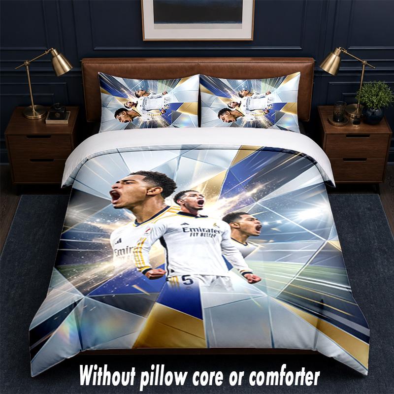 Set Biancheria da Letto Design Jude Bellingham 1 Copripiumino + 2 Federe Morbido Traspirante Biancheria da Letto per la Casa