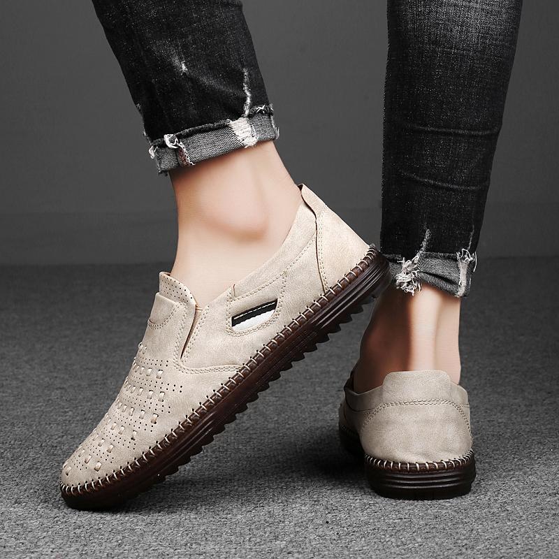 Fashion 2025 Men's Braided Casual Leather Shoes Triple-Color Woven Design with Anti-Slip Oxford Sole Daily Wear Loafers Plus Size 38-48