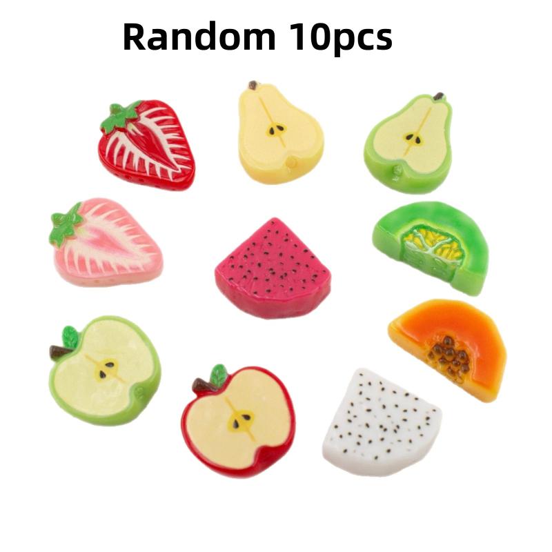10Pcs Mini Artificial Fruit Slice Resin Charms With Realistic Look And Assorted Styles Perfect For Diy Craft Phone Case Decor