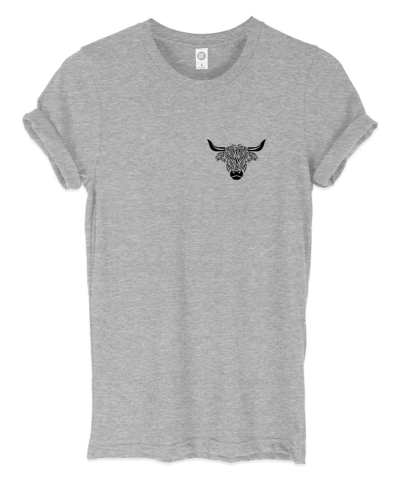 Highland Cow Breast Print Mens Womans Funny Unisex Pocket Print T-Shirt XL