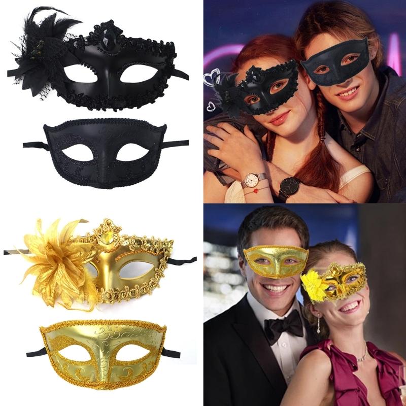 2 Pcs Venetians Mask Half Face Mask Halloween Mask Costume Mask Masquerade Mask Party Mask Mardi Gras Mask for Carnivals
