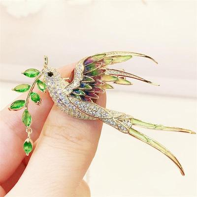 Exquisite High-End Zirkon Schwalben Brosche: Nischen-Korbgeflecht-Design, Perfekt für elegante Damenbekleidung