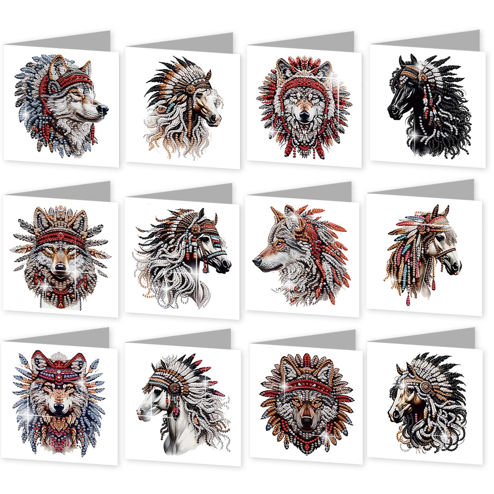 

12 Packs Flower Animal DIY Diamond Art Painting Greeting Card Kit Diamond Art Cards for Beginner Adult Birthday Holiday Blessing