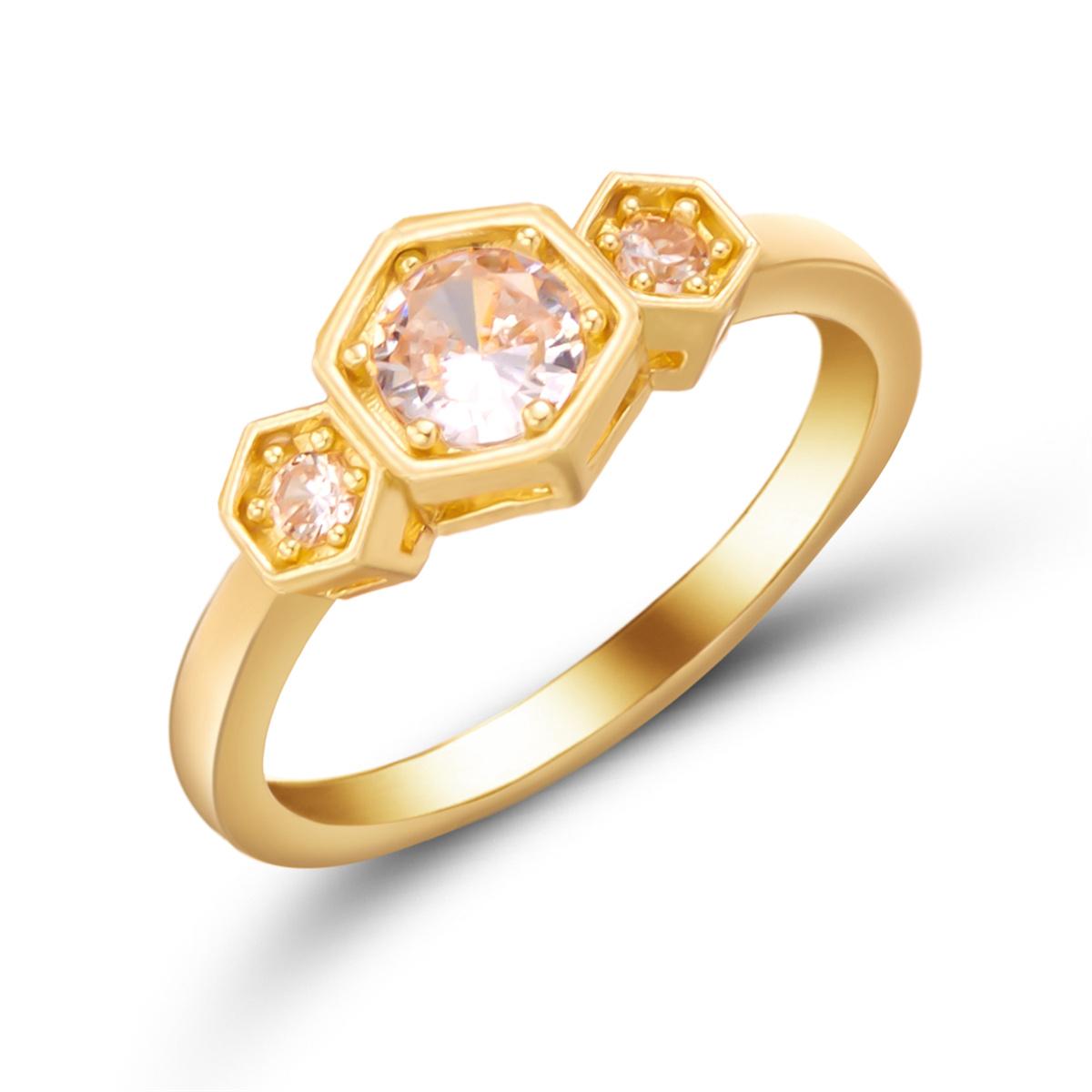 Minimalist Luxury Inlaid Zircon Honeycomb Rings For Women Fashion Geometric Hexagon Stacking Finger Rings Wedding Party Jewelry