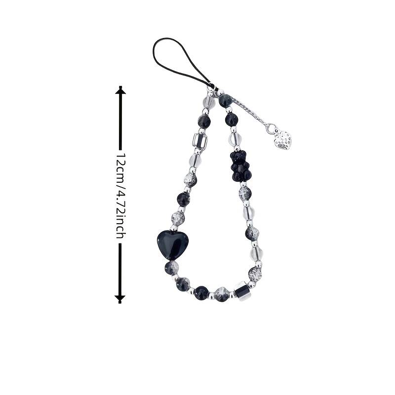 Black Love Bear Phone Chain Charm Hand Strap Cord Keycord Cellphone Lanyard Girl Keychain Mobile Phone Case Hanging Chain