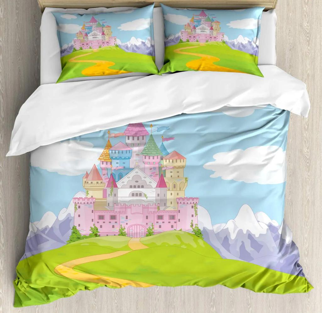 Fantasy Märchen Weiche Bettbezug-Set, Mädchen Flügel plus Schmetterlinge Kleiner Kobold Elf Wald Bettwäsche Set Wodlplus Warmer Deckenbezug Königin