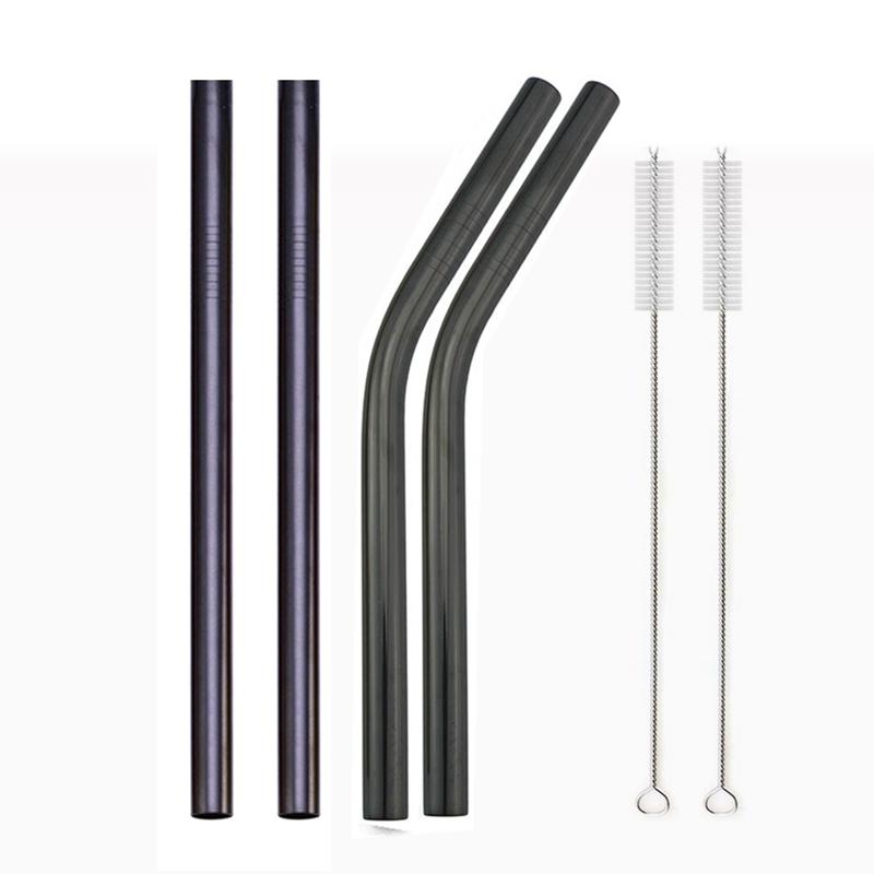 Lot de 4 pailles Boba réutilisables colorées en métal de 12 mm avec 2 brosses en acier inoxydable 304, pour le thé aux perles