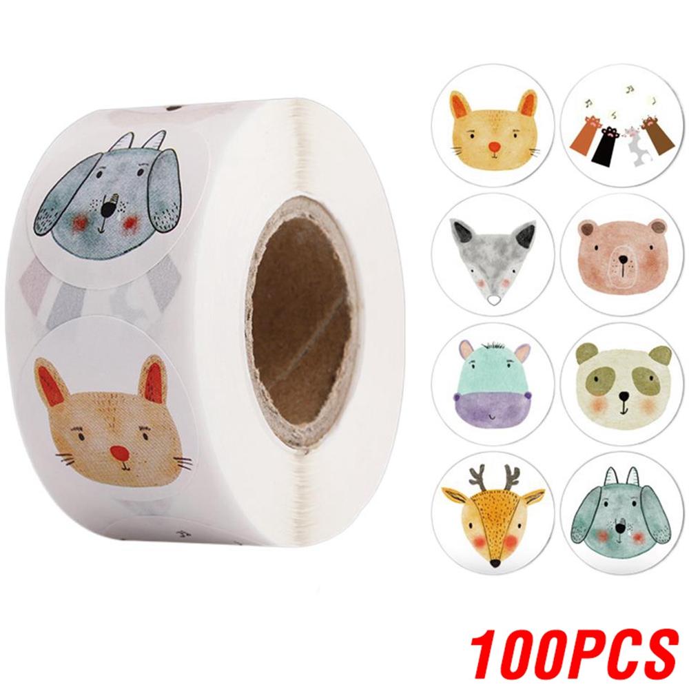 

100-500pcs Cartoon Reward Sticker Children Encouragement Sealing Labels Kids Gifts Decorative Teacher Supplies Animal Sticker
