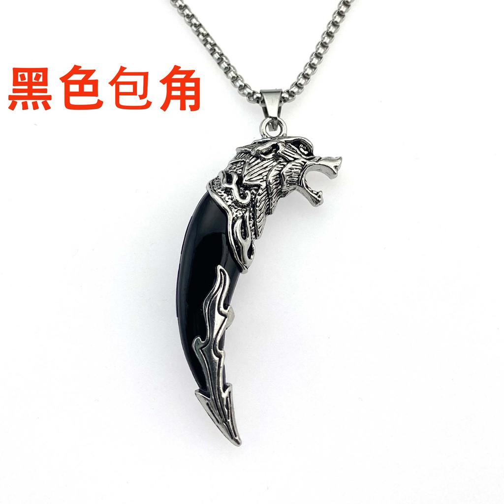 Bijoux de Mode Rétro Personnalité Dominatrice Homme Cool Beau Alliage Pendentif Dent de Loup Collier Dent de Chien