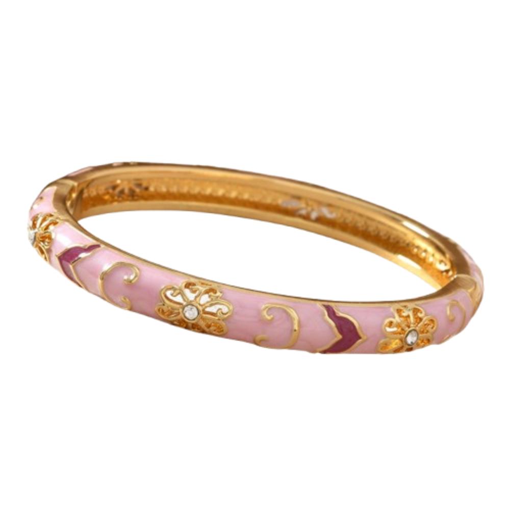 Chinese Style Vintage Cloisonne Bangle Enamel Women's Hand Bracelet Hollow Out Flower Bangle  Girls