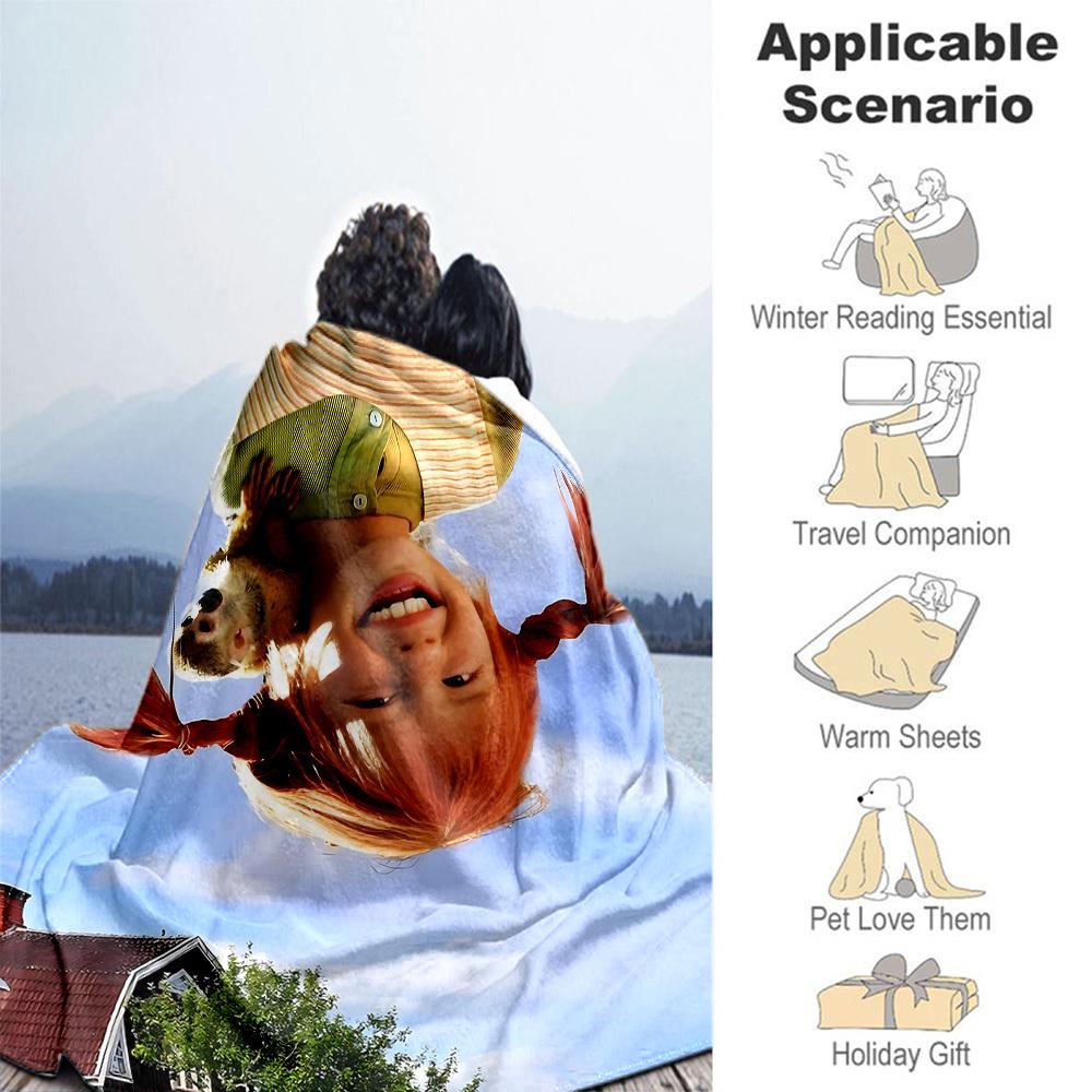 1pc Pippi Longstocking Outdoor Blanket Lightweight Flannel, Soft & Warm, All-Season Use for Sofa, Outdoor, Camping, Living Room022