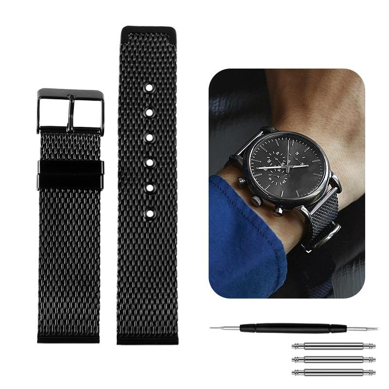 Klassisches Uhrenarmband aus Edelstahl, 20 mm, 22 mm, schwarzes Uhrenarmband für Armani Black Warrior AX7105 AR1970 für Huawei Watch Gt2/3
