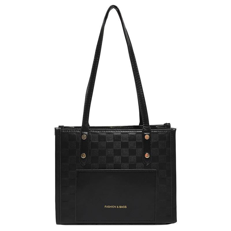Simple handbag  summer new shoulder bag tote bag large capacity contrasting color splicing temperament commuter women s bag
