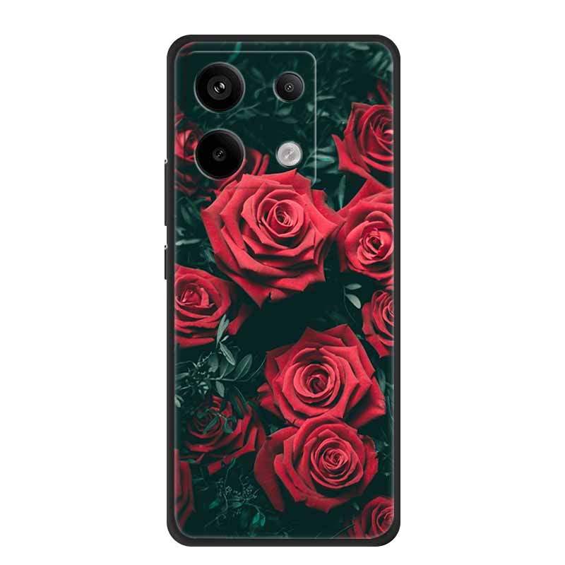 For Redmi Note 13 pro Case Pink Phone Case Fashion Silicone TPU Soft Back Cover Redmi Note 13 Pro Flower Capa 6.67" Cats Coque