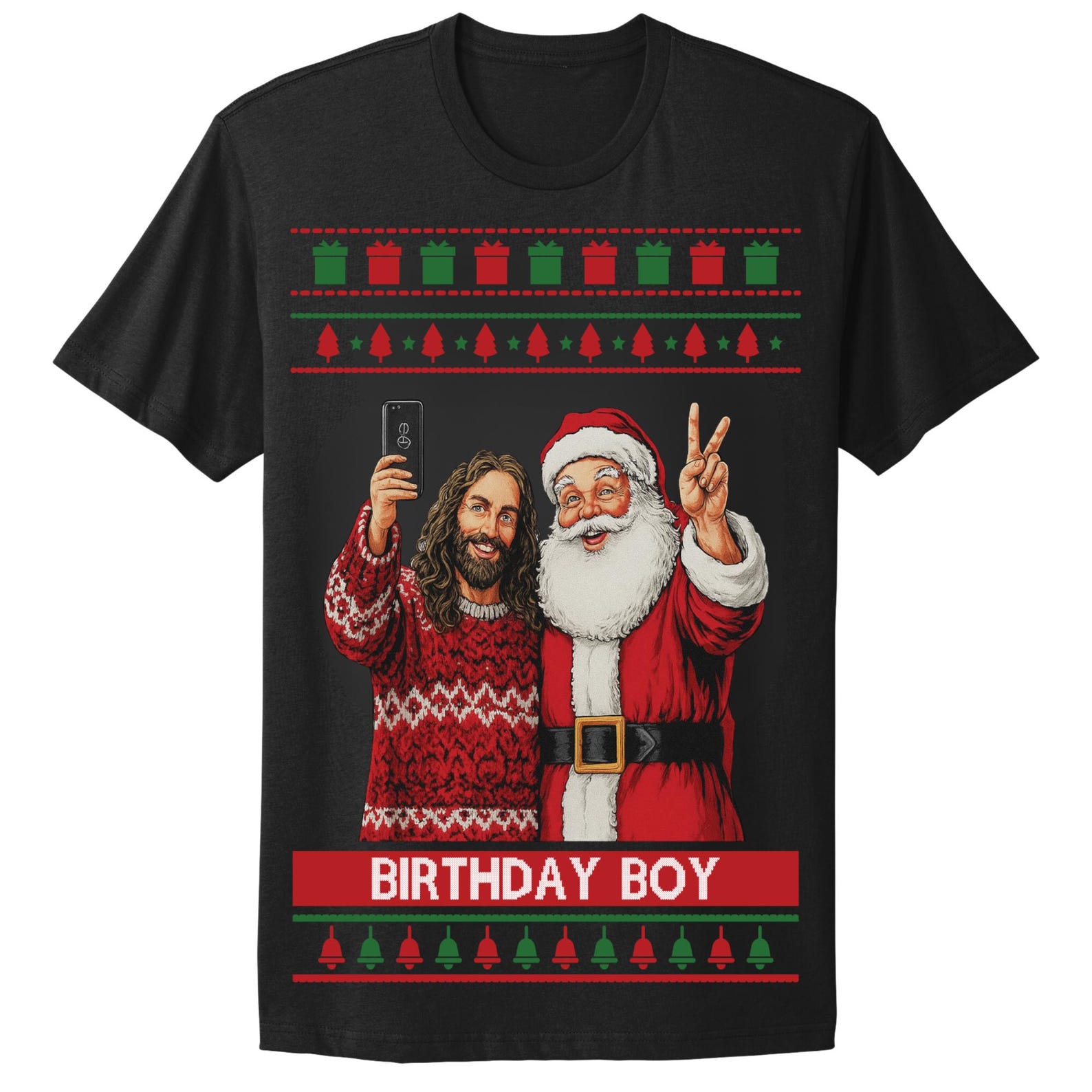 Ugly Christmas T-Shirt Jesus Birthday Boy Tee Shirt 2XL