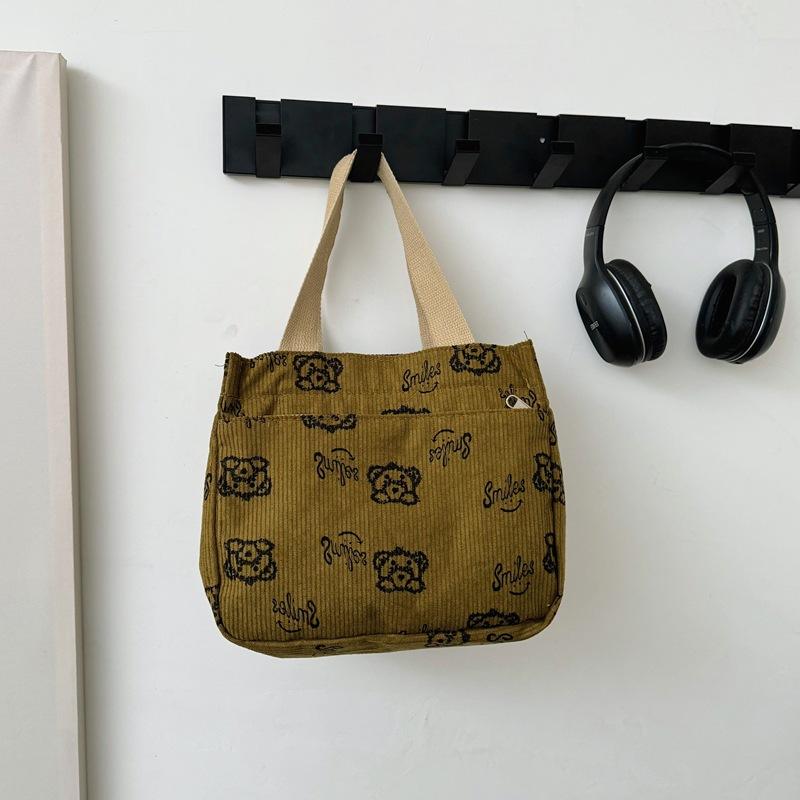 

New fashionable versatile corduroy bento bag large capacity handbag going out commuting handbag коричневый