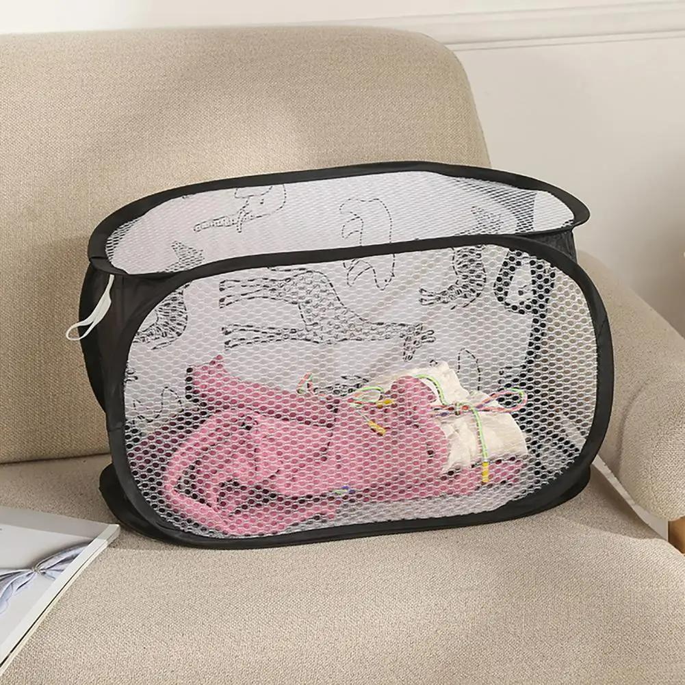 Cartoon Foldable Dirty Clothes Basket Three sided Grid Dirty Clothes Basket Breathable Dirty Clothes Storage Basket