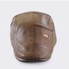 Solid Color Leather Flat Cap Korean Style Men Beret Hat Adjustable   Driving