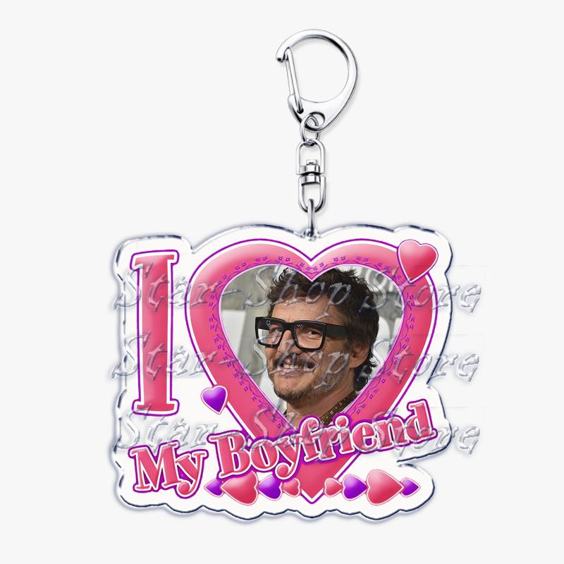 

Hot Pedro Pascal I Love My Boyfriend Heart Keychain for Women Accessories Key Chain Ring Keychains Jewelry Fans Gifts