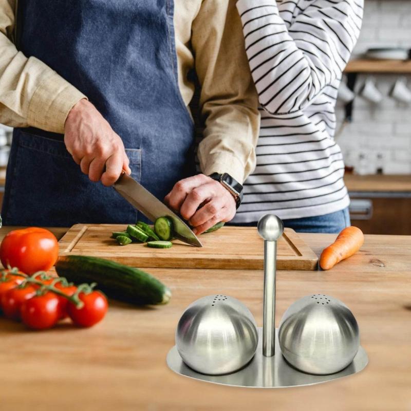 Stainless Steels Kitchen Seasoning Bottle Set Peppers Bottle Holder Condiment Box With Stand Cooking Seasoning Bottle
