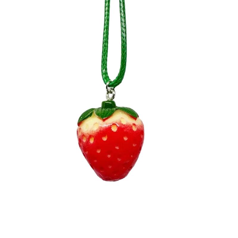 

Resin Strawberry Pendant Necklace Party Jewelry Fashion Statement Choker Fashion Simple Adjustable Collar Necklace S