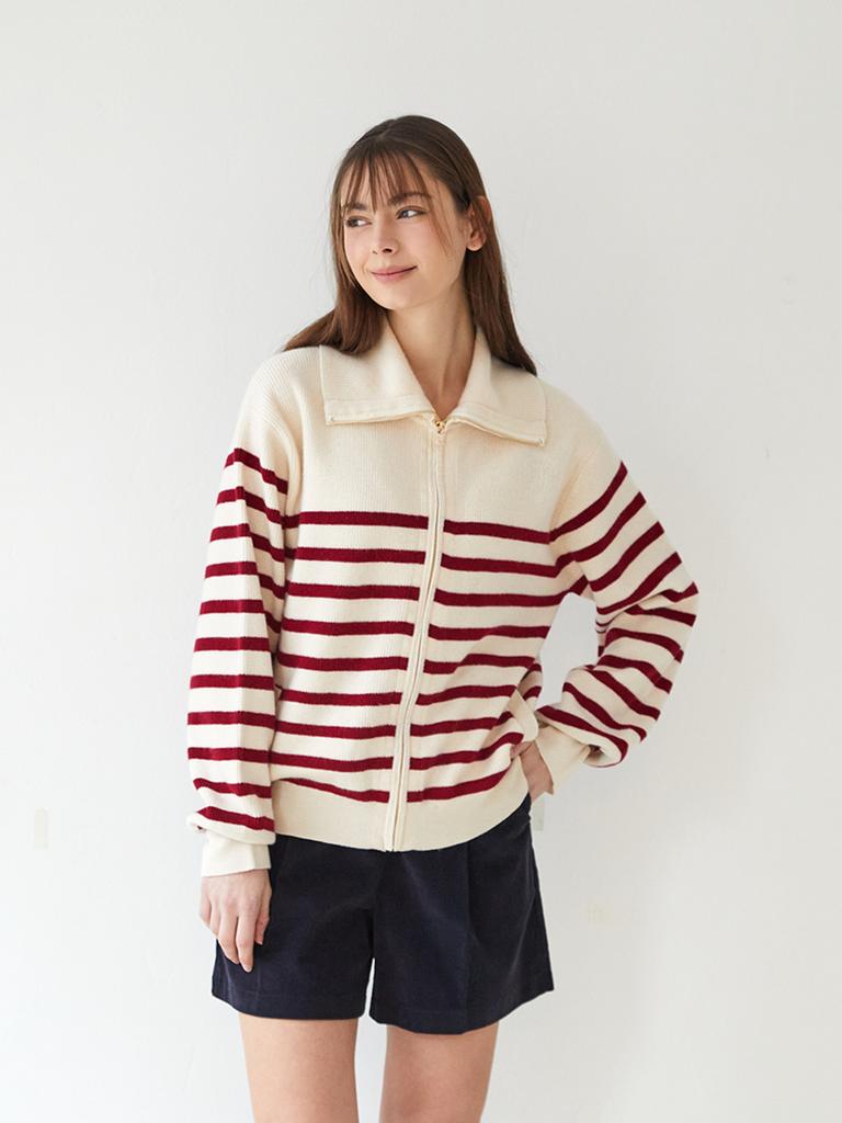 NITINA Soft Wool Zip-Up Cardigan Iv/Re
