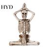 Gothic Yoga Skull Decoration Halloween Skeleton Statue, Funny Dead Figure for Party Decor, Combination Posture Decor Resin Ornament Haunted