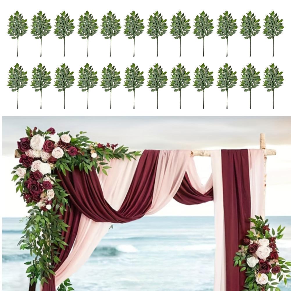 Künstliche grüne Pflanzenzweige 24 Stück 62cm für Hochzeitsfeier Für Esstisch Raumdekoration und Blumengestecke