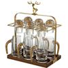 Elegant Crystal Glass Chinese Baijiu Set With Gold-Trimmed Decanter Small Sipping Cups Home Use