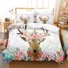 Flower Deer Bedding Sets Cartoon Animal Kid‘s Duvet Cover Boys Girls Cute King Quilt Cover Bedroom Bed Set Queen Bedding Set