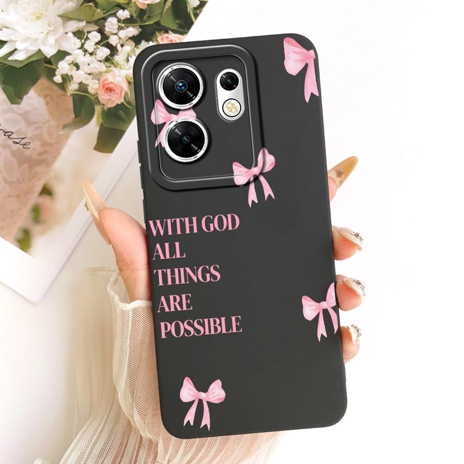 Fashion Painting Phone Case For Infinix Zero 30 4G 5G Zero X Neo X Pro Funda Soft Matte Silicone Bow Pattern Cartoon Cat Cover
