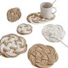 Heat Resistant Non-Slip Placemat for Dining Table Washable Woven Linen Straw Table Mat Heat Insulation Round Coaster Mat