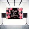 2D Black Pink Glitter 50th Birthday Backdrop with Confetti Balloons for 50th Birthday Party Photo Booth