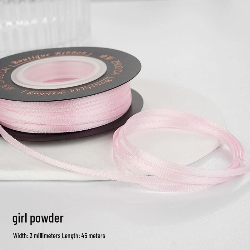 

Узкая атласная лента 3 мм для бантов своими руками, рукоделия и упаковки
