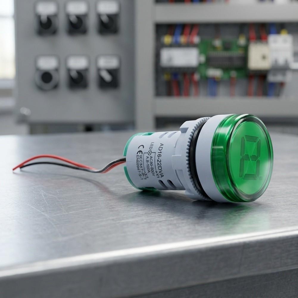 For Mini Digital LED Voltage Current Meter 22mm Cutout AC20V to 380V 0A to 100A