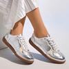 Fashion Silver Vulcanized Sneakers Women Soft Sole Casual Sports Shoes Woman 2026 Spring Autumn Lightweight Non Slip Flat Shoes