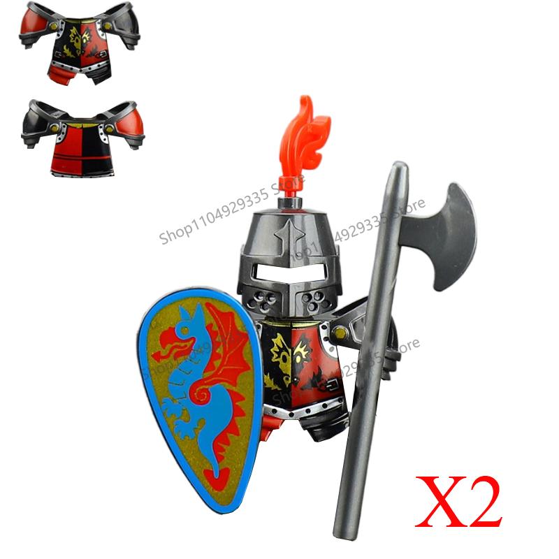 Medieval Military Soldiers Figures MOC Building Blocks Castle Black Eagle Wolf Octopus Griffin Ancient Knight Waffen Bricks Toys