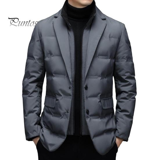 

Мужской хлопковый пиджак с высоким воротником, длинный рукав, застежка-молния, пиджак, имитация двух частей, стеганая верхняя одежда XL серый