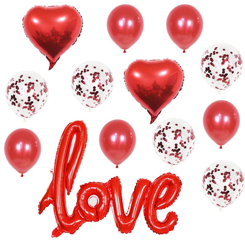 Large One-Piece Love Confession Foil Balloon Set for Valentine's Day & Wedding Room Décor