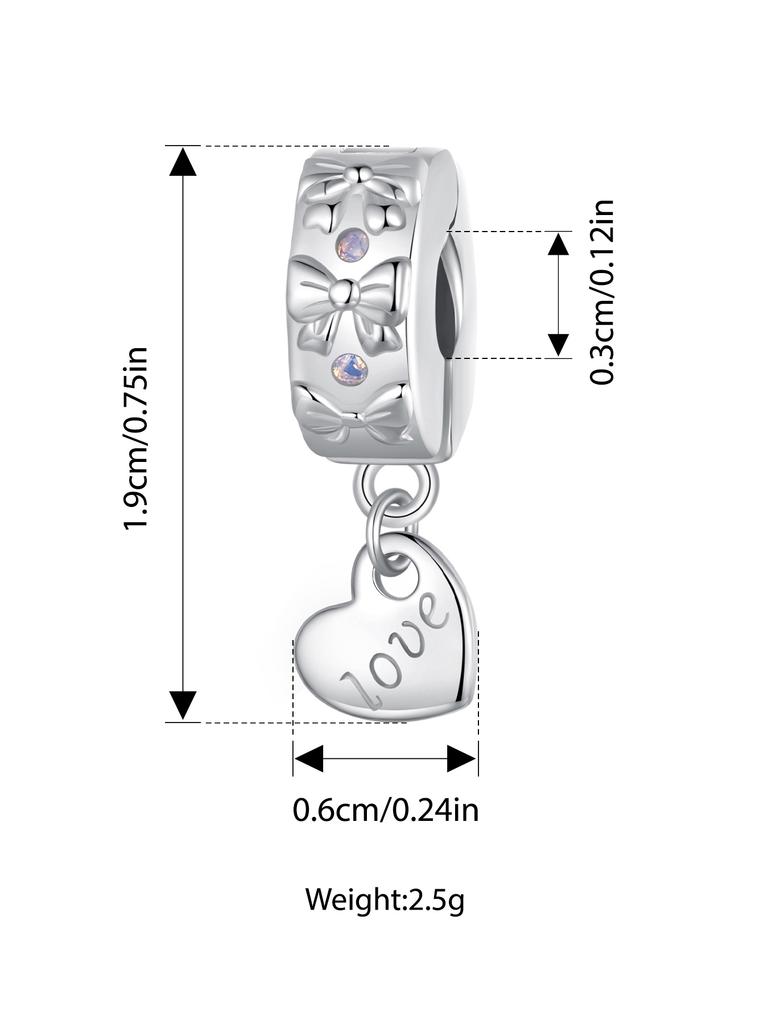 Bamoer Original 925 Silver Witch Knot Pendant Bow Charm Pink Love Beads DIY For Women Party Daily Gift Fine Jewlery