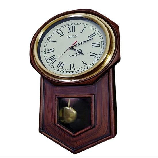 Vertical Decorative Brown Wood Analog Home, Office Decor Pendulum Wall Clock with Sweep Movement 50.8 Cm