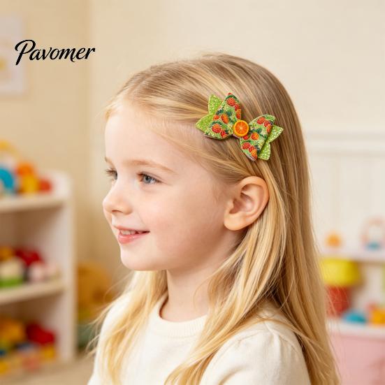 Girls Hair Accessories for Summer Cute Fruit Bow Clip, Artificial Leather Clips, Decorative Pins with Clips Matching Outfits